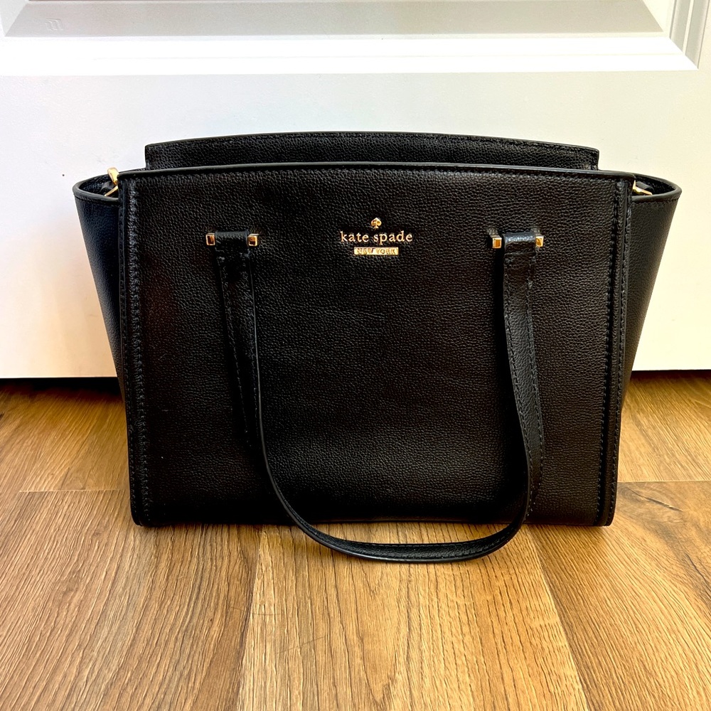 Kate Spade Black Leather Small Geraldine Patterson Drive Medium Size Handbag